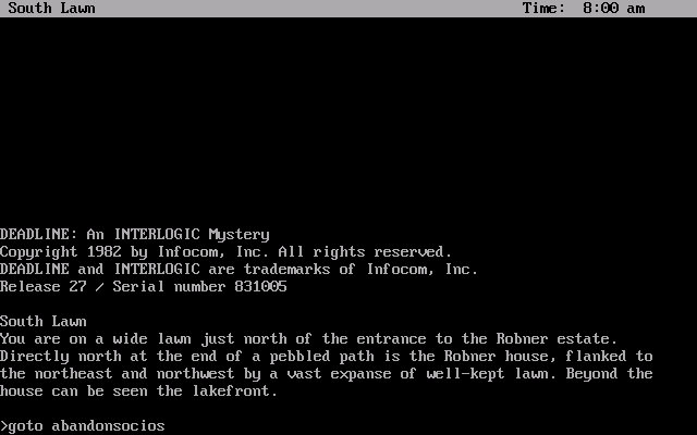 Archivo:Deadline (1982, Infocom) - DOS - 01.png