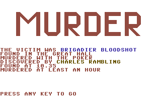 Archivo:Murder (1983, A.K. Stanton) - Commodore 64 - 05.png