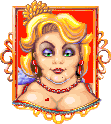 Madame Sadie Ovaree: Sadie runs Ye Ole 'Orehouse, where you can get your "assets checked." Four other girls (below) work for her there, but Freddy is all hers. She only wants the best for Freddy and begs him to leave town before all the trouble starts. Name is a play on Madame Bovary.