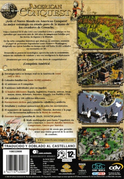 Archivo:American Conquest - Trasera.jpg